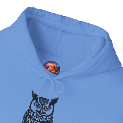 Hand-drawn 'Wisdom' word art hoodie inspired by Alaska Native design traditions — styled product photo