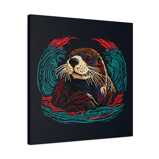 Hand-drawn sea otter icon canvas print — original wildlife art by Kayanna Healy at Neo Native