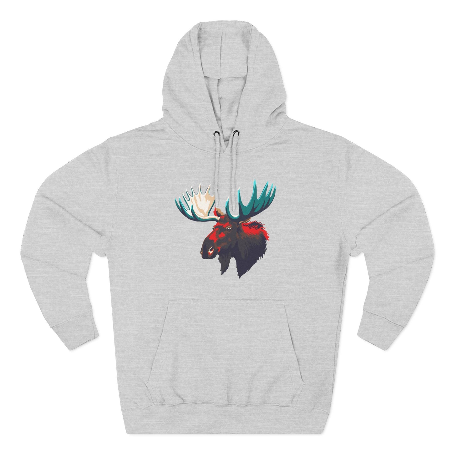 Hand-drawn Alaska Native inspired moose hoodie — original Indigenous wildlife design — back view