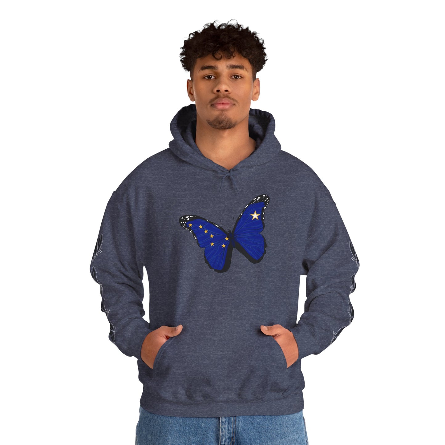 Hand-drawn 'Grace' word art hoodie inspired by Alaska Native design traditions — close-up of the design detail