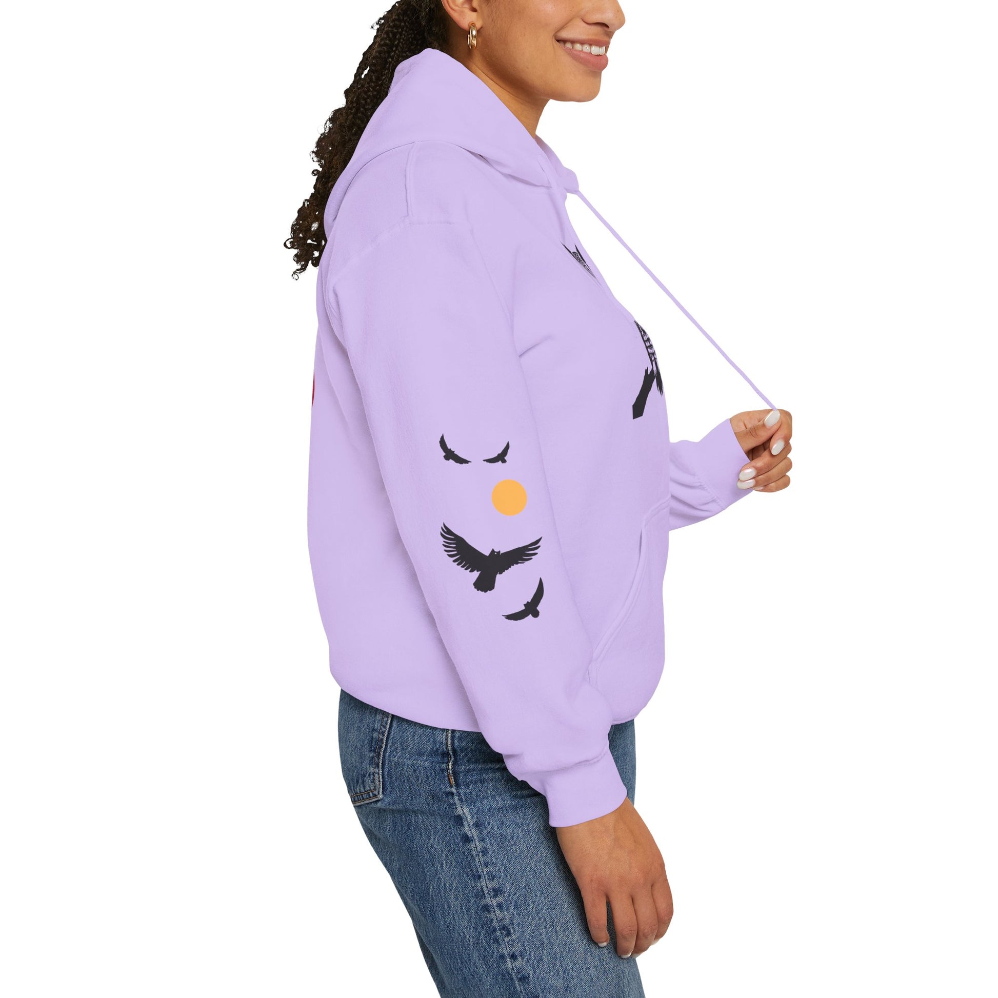 Hand-drawn 'Wisdom' word art hoodie inspired by Alaska Native design traditions — shown in an alternate colorway