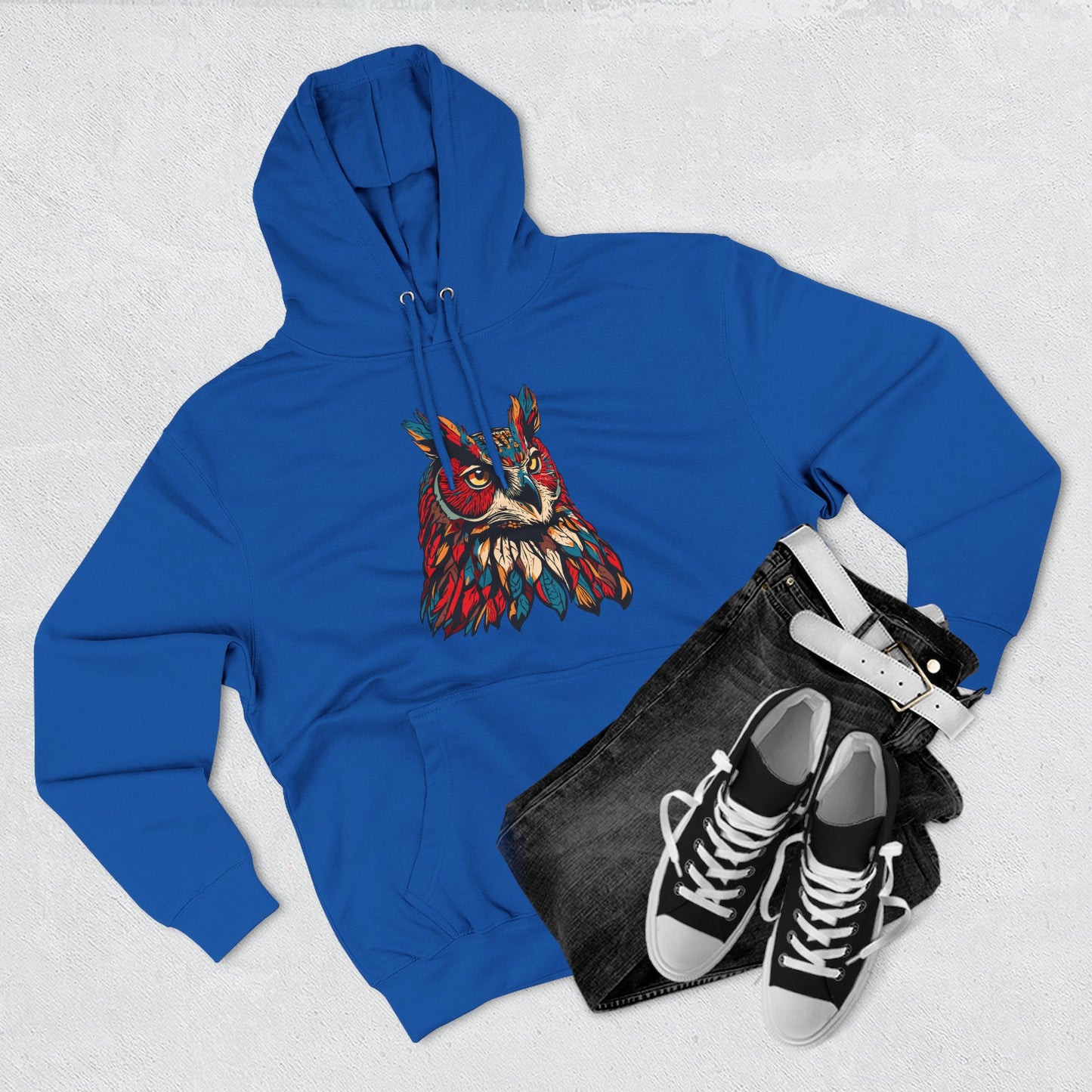 Great Horned Owl Icon - Fleece Hoodie