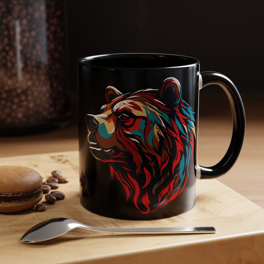 Hand-drawn grizzly icon mug — original wildlife art by Kayanna Healy at Neo Native