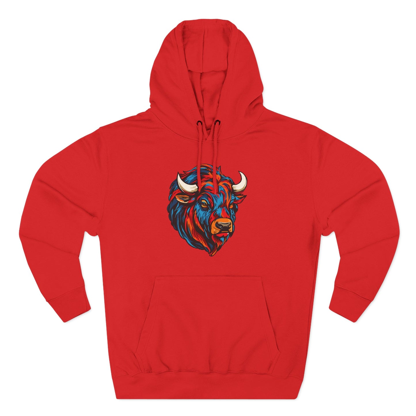 Hand-drawn bison icon hoodie — original wildlife art by Kayanna Healy at Neo Native