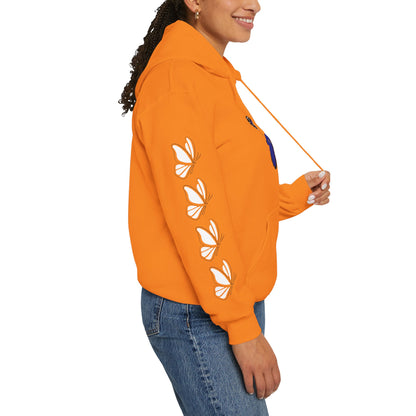 Hand-drawn 'Grace' word art hoodie inspired by Alaska Native design traditions — close-up texture detail