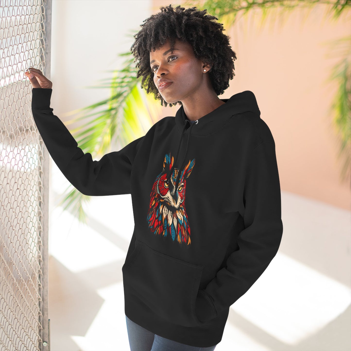 Great Horned Owl Icon - Fleece Hoodie