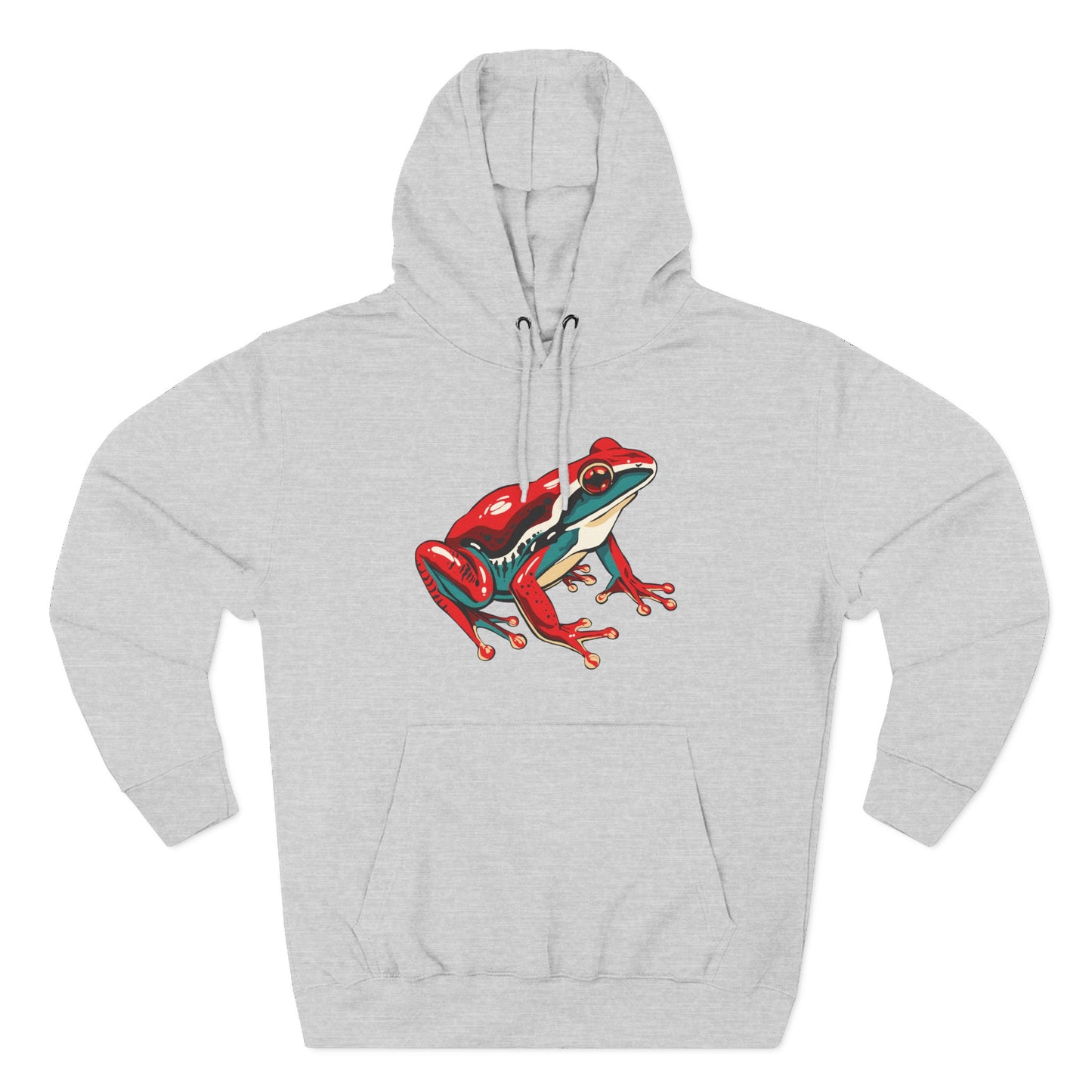 Hand-drawn Alaska Native inspired wood frog hoodie — original Indigenous wildlife design — close-up of the design detail