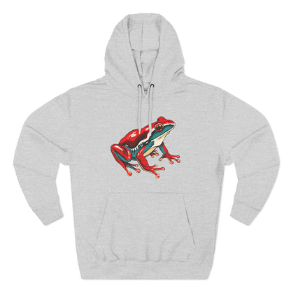 Hand-drawn Alaska Native inspired wood frog hoodie — original Indigenous wildlife design — close-up of the design detail