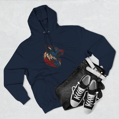 Hand-drawn Alaska Native inspired wolf hoodie — original Indigenous wildlife design — back view