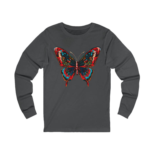 Hand-drawn butterfly icon long-sleeve tee — original wildlife art by Kayanna Healy at Neo Native