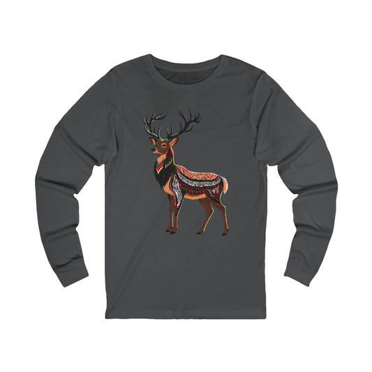 Hand-drawn sitka black-tailed deer long-sleeve tee — original wildlife art by Kayanna Healy at Neo Native