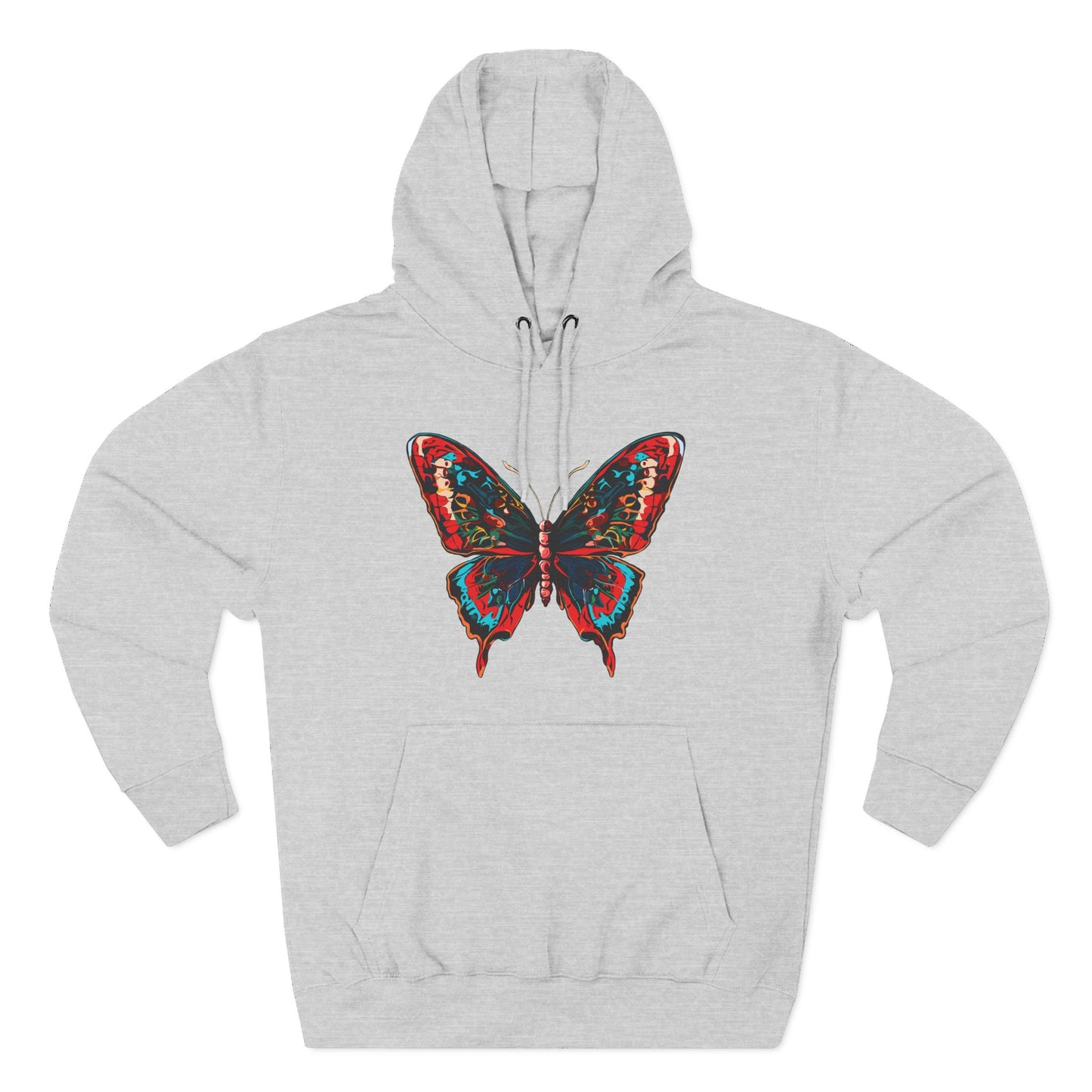Hand-drawn Alaska Native inspired butterfly hoodie — original Indigenous wildlife design — back view