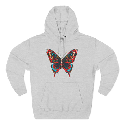 Hand-drawn Alaska Native inspired butterfly hoodie — original Indigenous wildlife design — back view