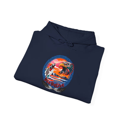 Neo Native brand logo hoodie — Alaska Native owned apparel brand — shown in an alternate colorway