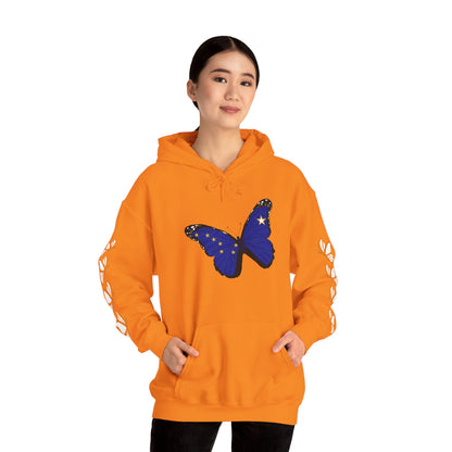 Hand-drawn 'Grace' word art hoodie inspired by Alaska Native design traditions — shown in an alternate colorway