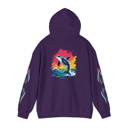 Hand-drawn 'Courage' word art hoodie inspired by Alaska Native design traditions — shown in an alternate colorway