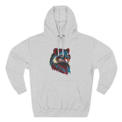 Hand-drawn Alaska Native inspired mink hoodie — original Indigenous wildlife design — back view
