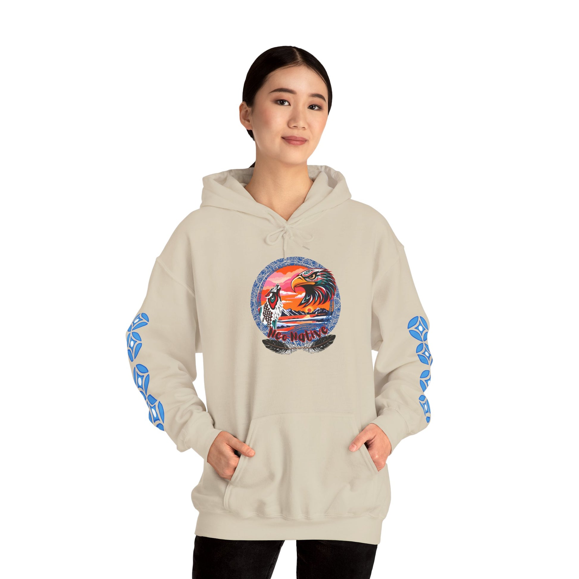 Neo Native brand logo hoodie — Alaska Native owned apparel brand — shown in an alternate colorway