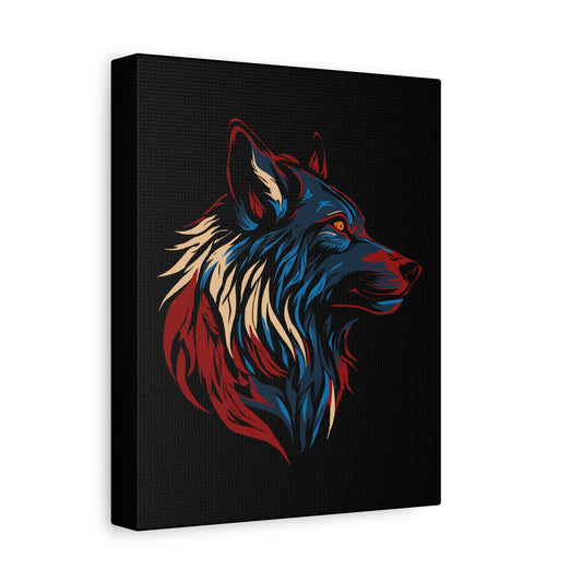 Hand-drawn wolf icon canvas print — original wildlife art by Kayanna Healy at Neo Native