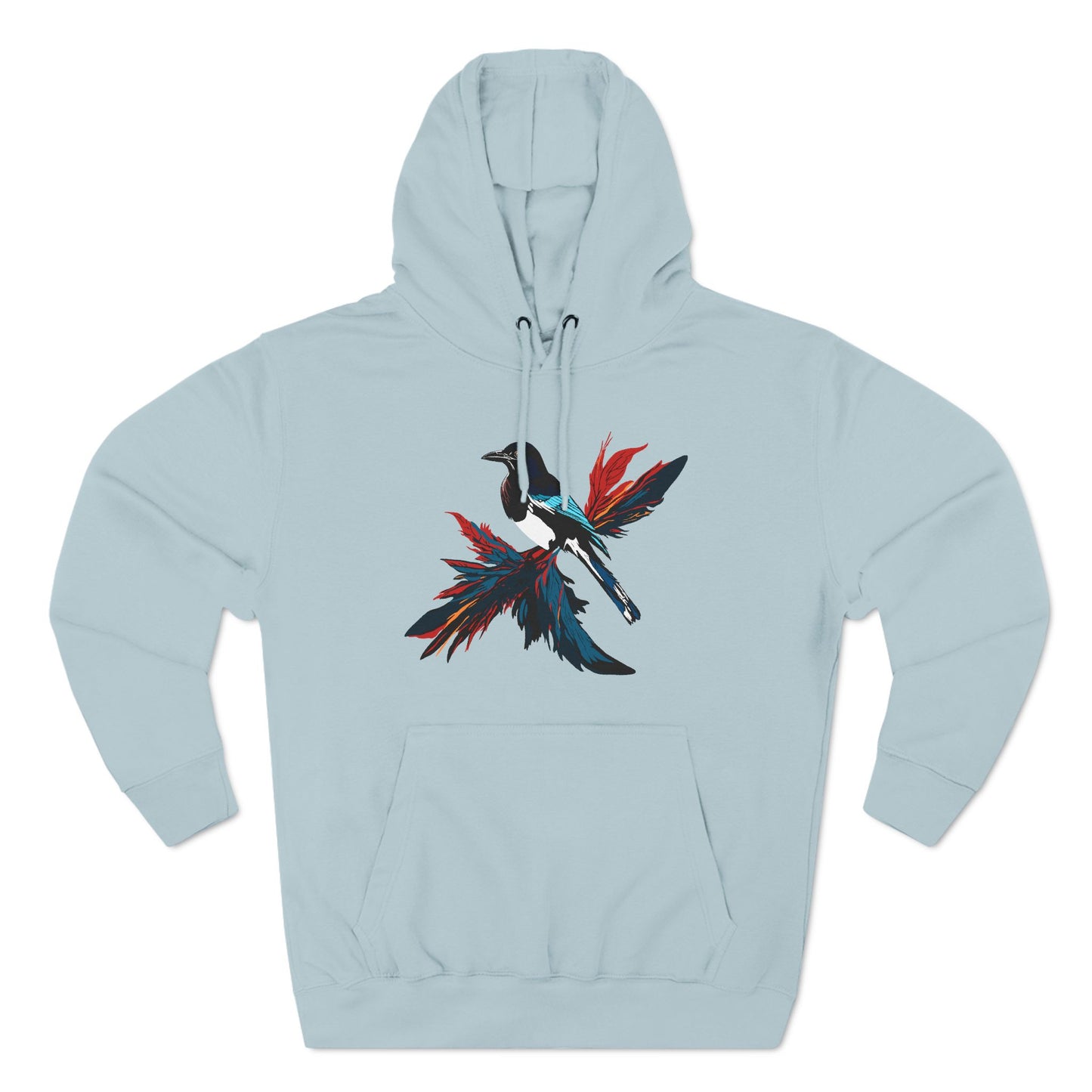 Hand-drawn magpie icon hoodie — original wildlife art by Kayanna Healy at Neo Native