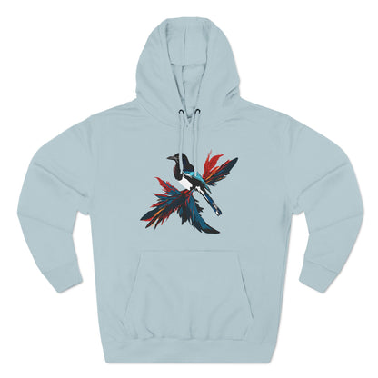 Hand-drawn magpie icon hoodie — original wildlife art by Kayanna Healy at Neo Native