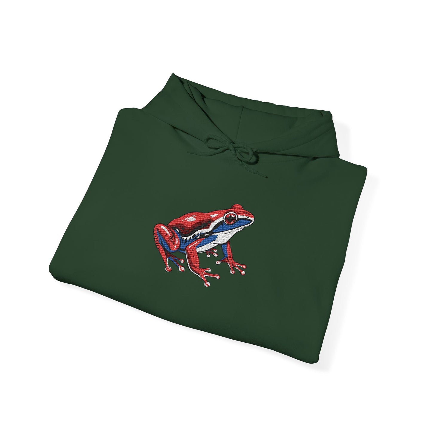 Hand-drawn Alaska Native inspired wood frog hoodie — original Indigenous wildlife design — shown in an alternate colorway