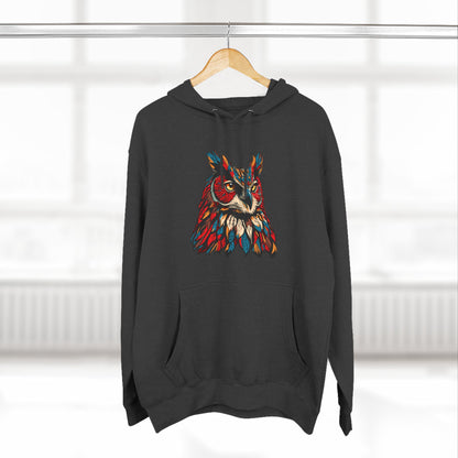 Great Horned Owl Icon - Fleece Hoodie