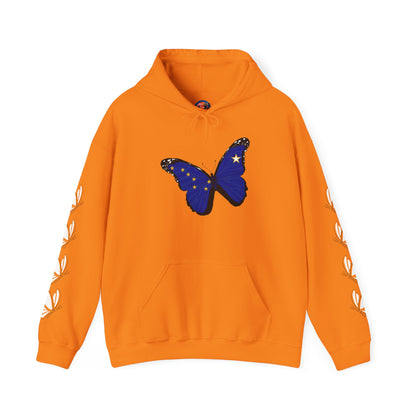Hand-drawn 'Grace' word art hoodie inspired by Alaska Native design traditions — close-up of the design detail
