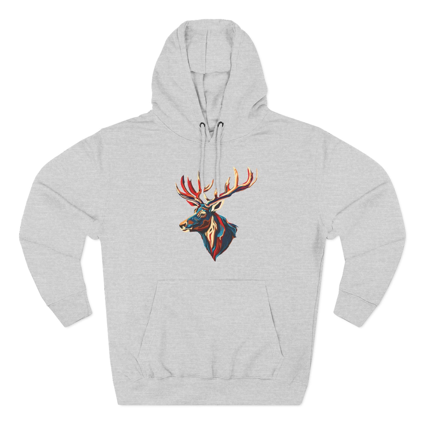 Hand-drawn Alaska Native inspired elk hoodie — original Indigenous wildlife design — back view