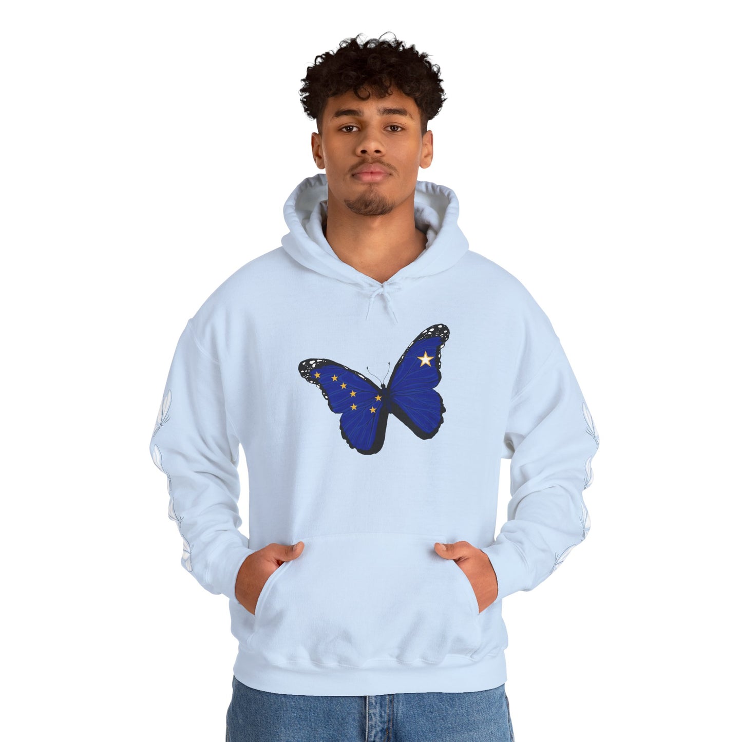 Hand-drawn 'Grace' word art hoodie inspired by Alaska Native design traditions — front view