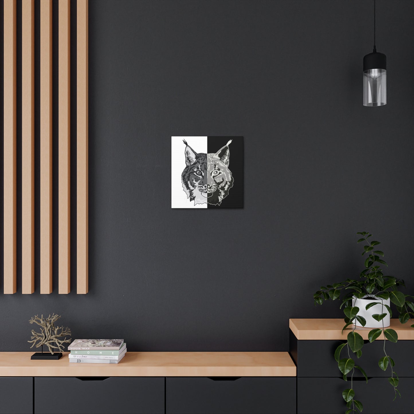 Lynx Black & White Portrait Canvas