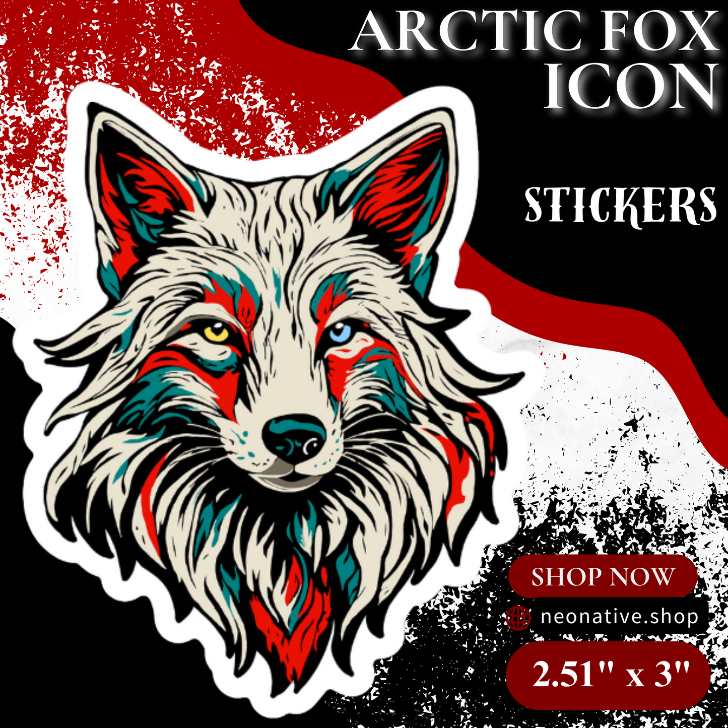 Arctic Fox Icon Sticker