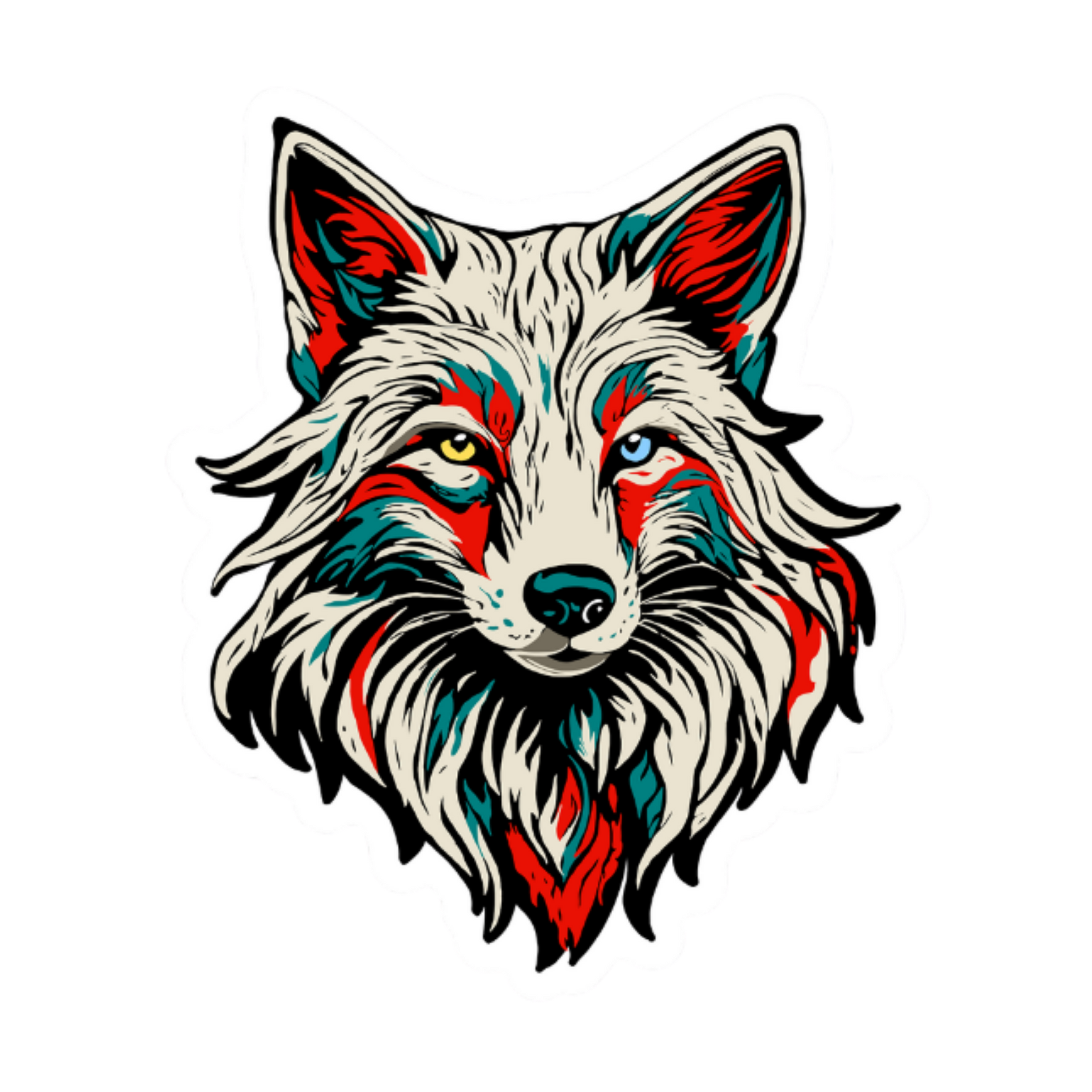 Hand-drawn arctic fox icon sticker — original wildlife art by Kayanna Healy at Neo Native