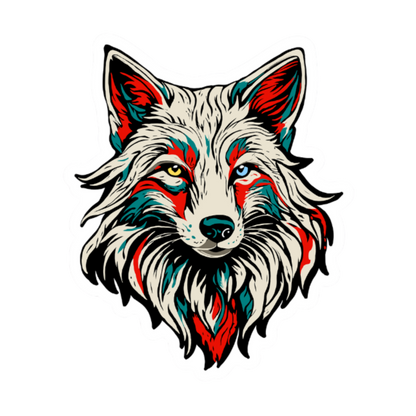 Hand-drawn arctic fox icon sticker — original wildlife art by Kayanna Healy at Neo Native