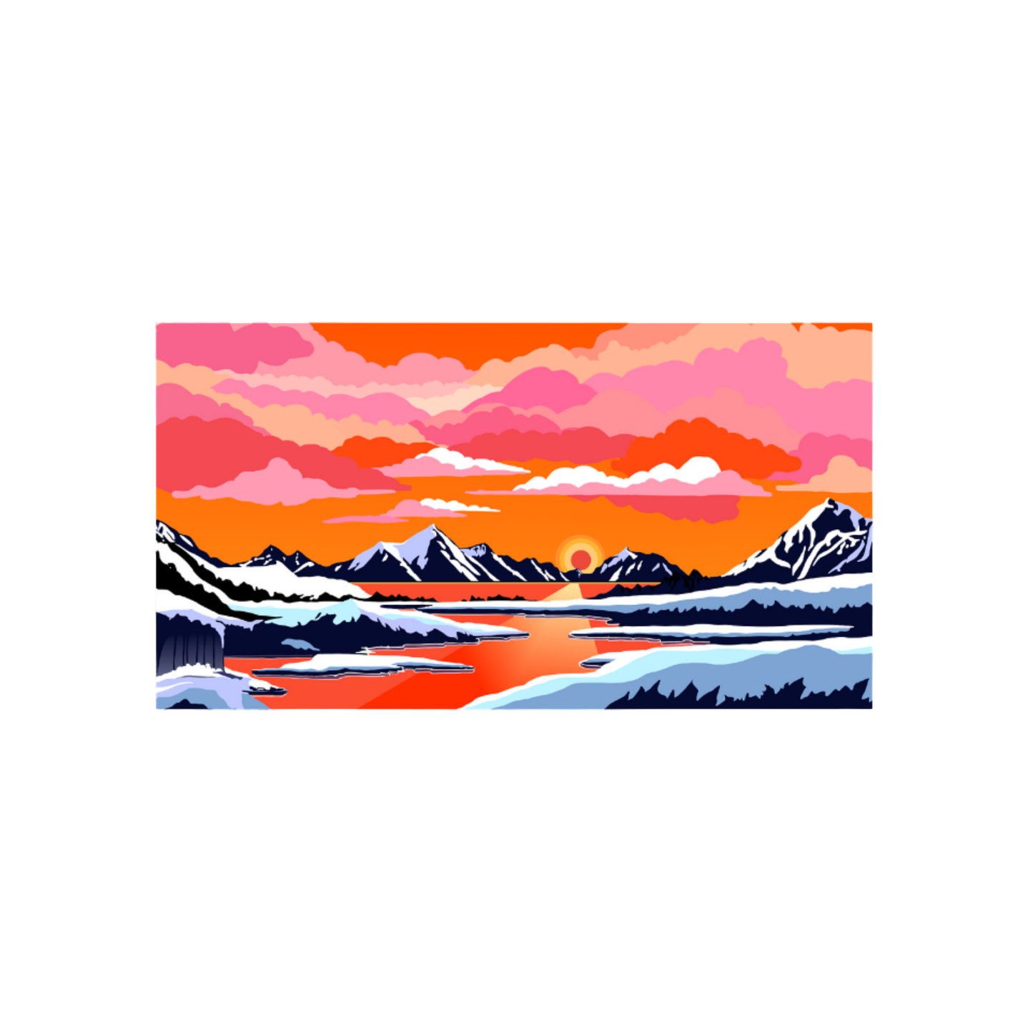 Hand-drawn arctic rising sticker — original wildlife art by Kayanna Healy at Neo Native