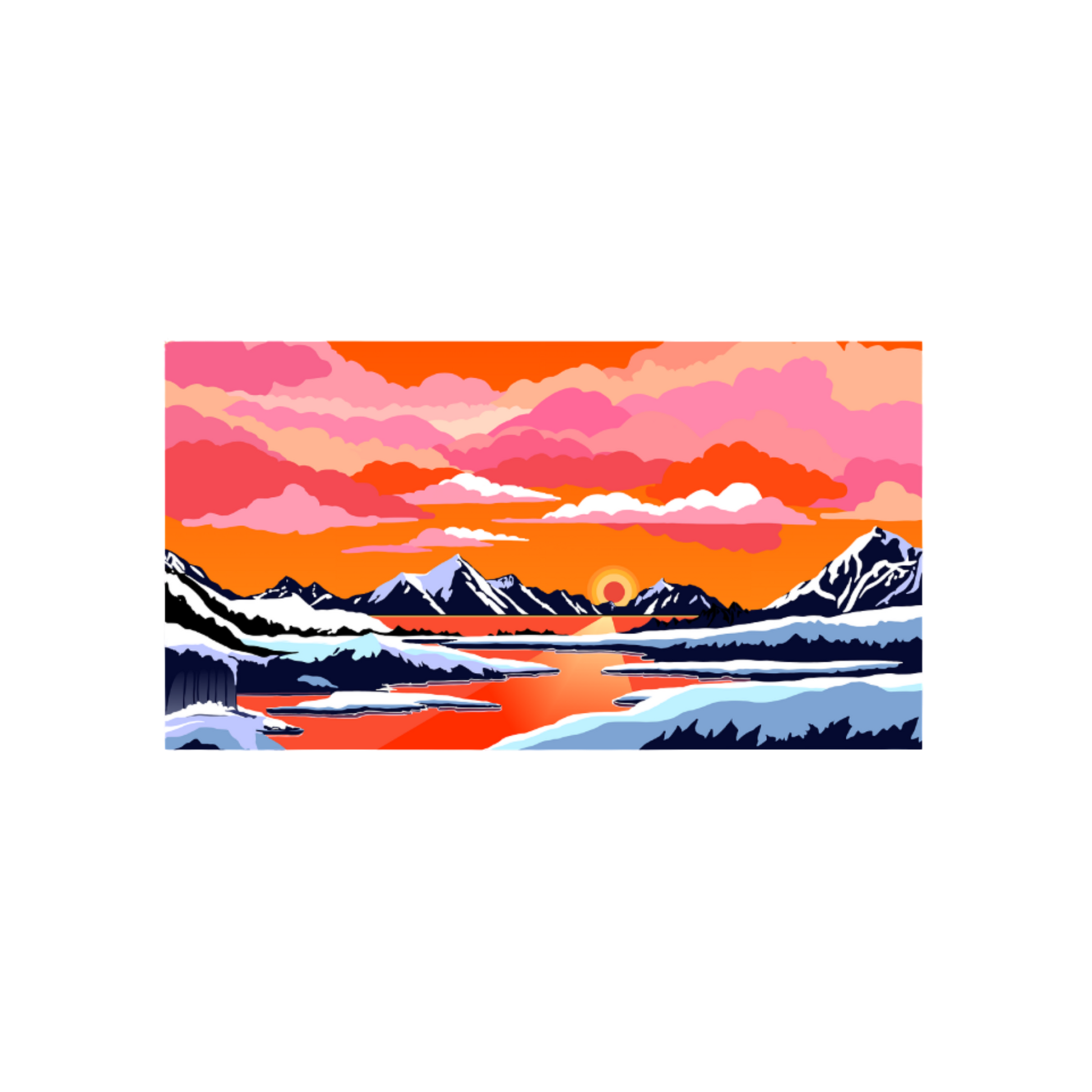 Hand-drawn arctic rising sticker — original wildlife art by Kayanna Healy at Neo Native