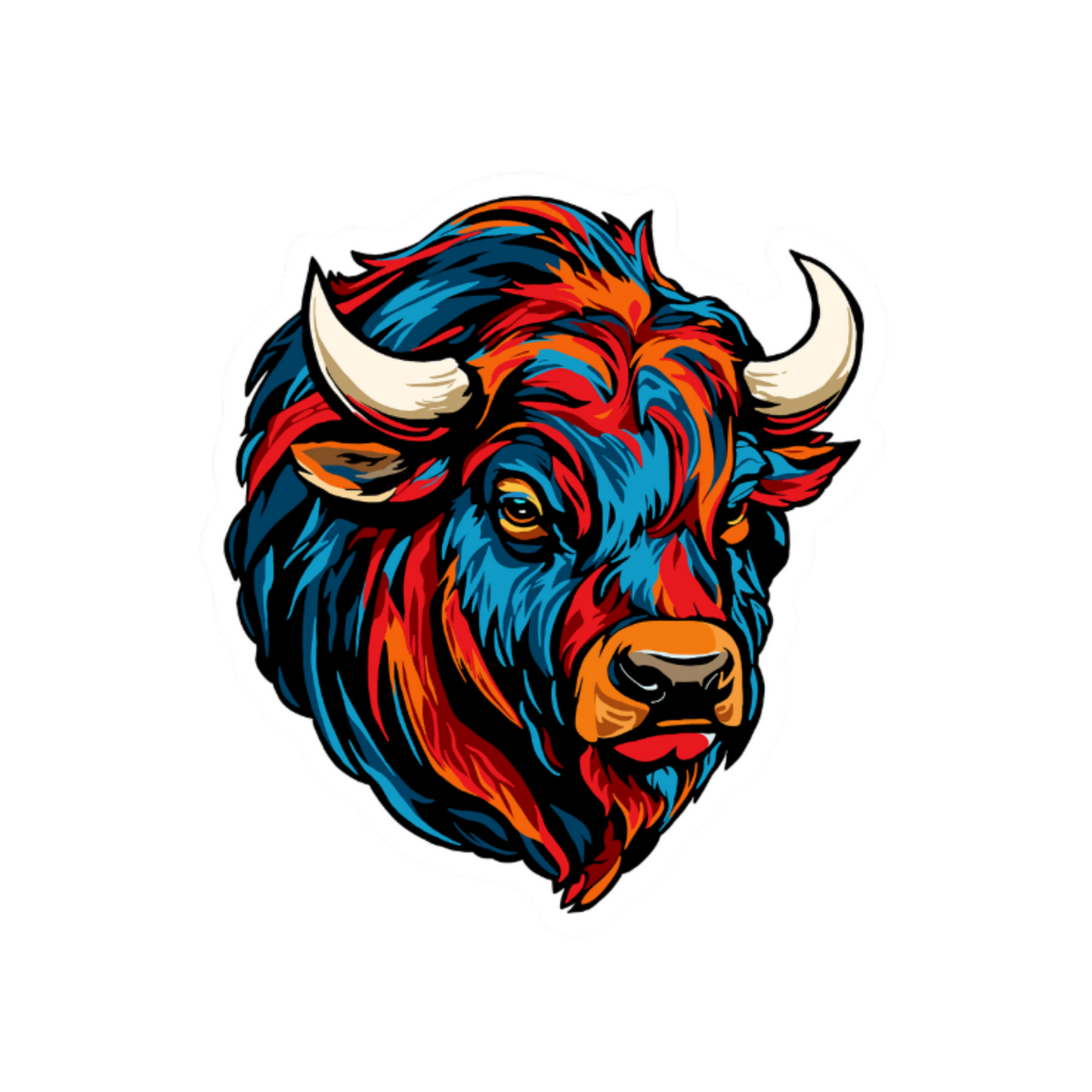 Hand-drawn bison icon sticker — original wildlife art by Kayanna Healy at Neo Native
