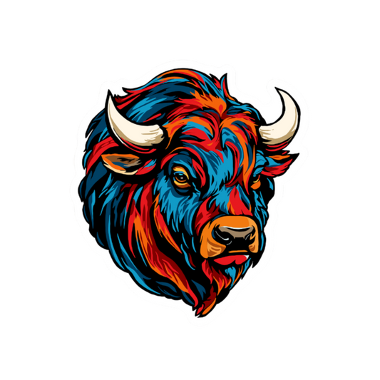 Hand-drawn bison icon sticker — original wildlife art by Kayanna Healy at Neo Native