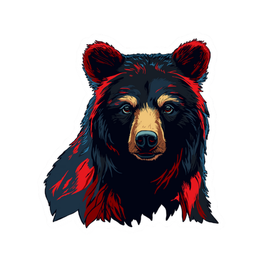 Hand-drawn Alaska Native inspired black bear vinyl sticker — original Indigenous wildlife design