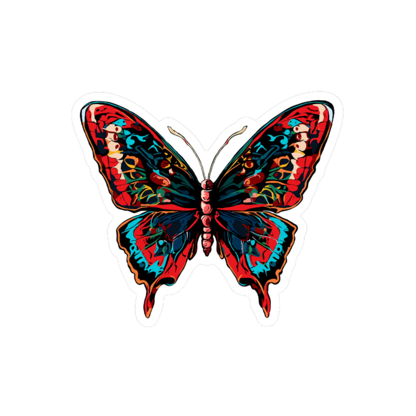 Hand-drawn butterfly icon sticker — original wildlife art by Kayanna Healy at Neo Native