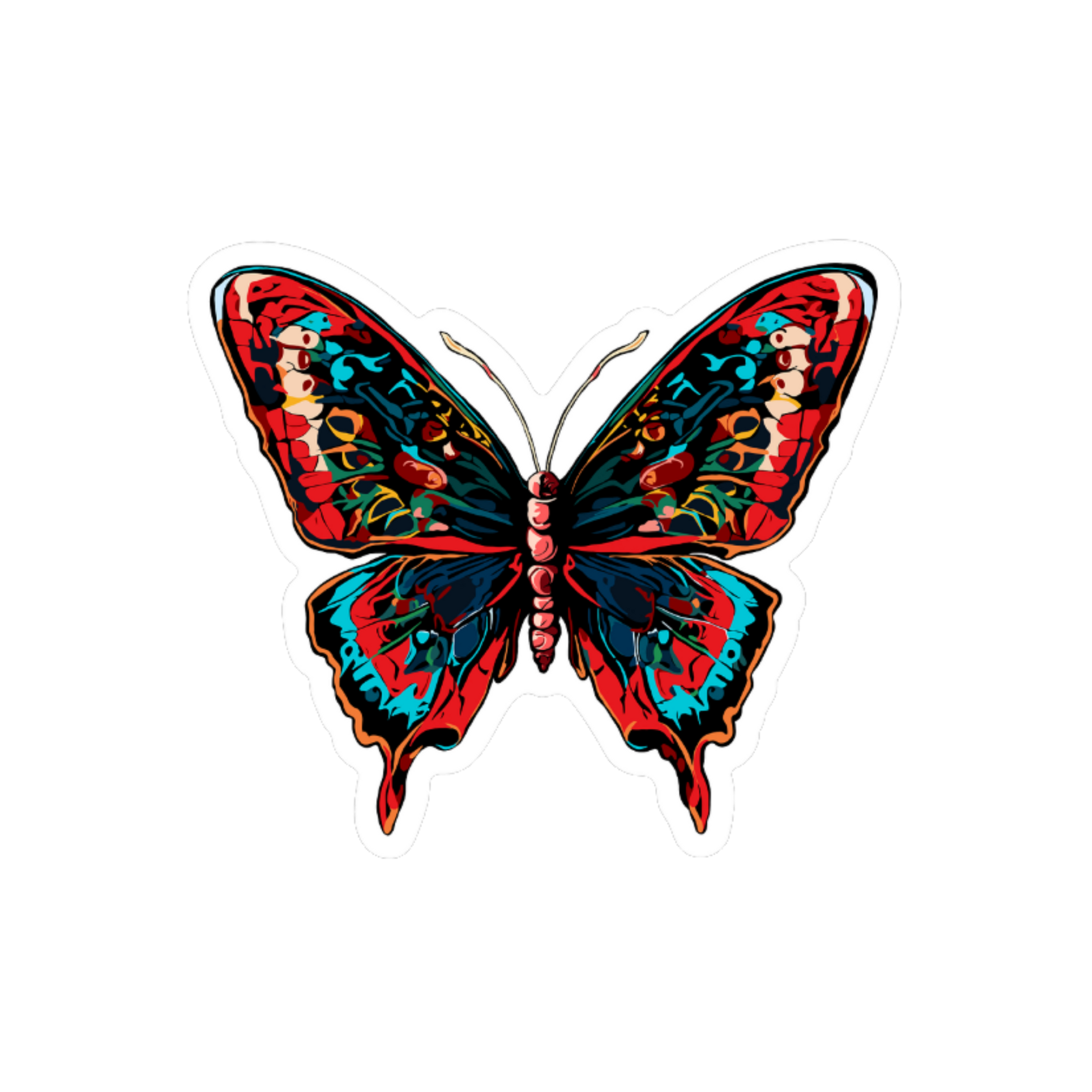 Hand-drawn butterfly icon sticker — original wildlife art by Kayanna Healy at Neo Native