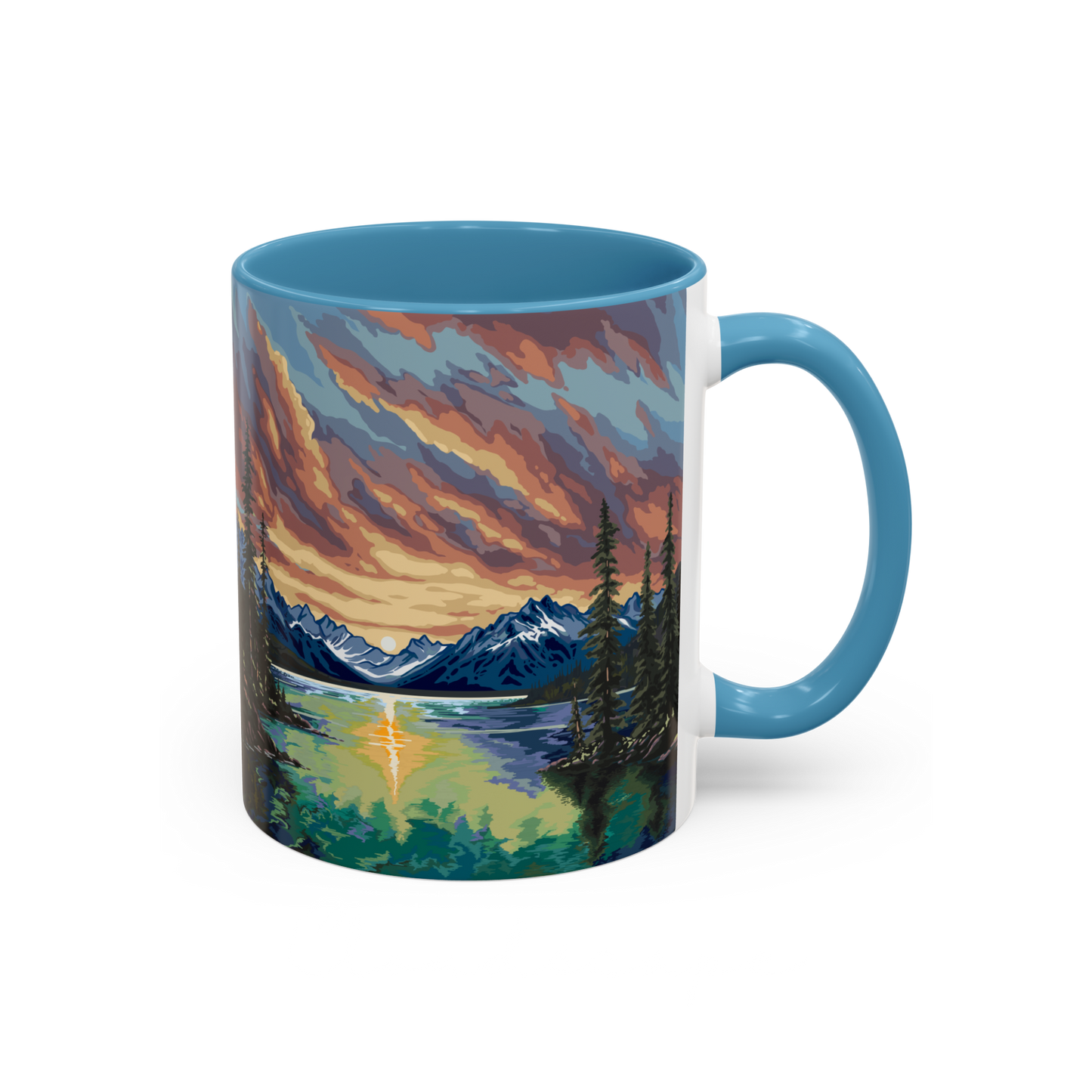 Hand-drawn Cloudscape design mug inspired by Alaska Native art traditions