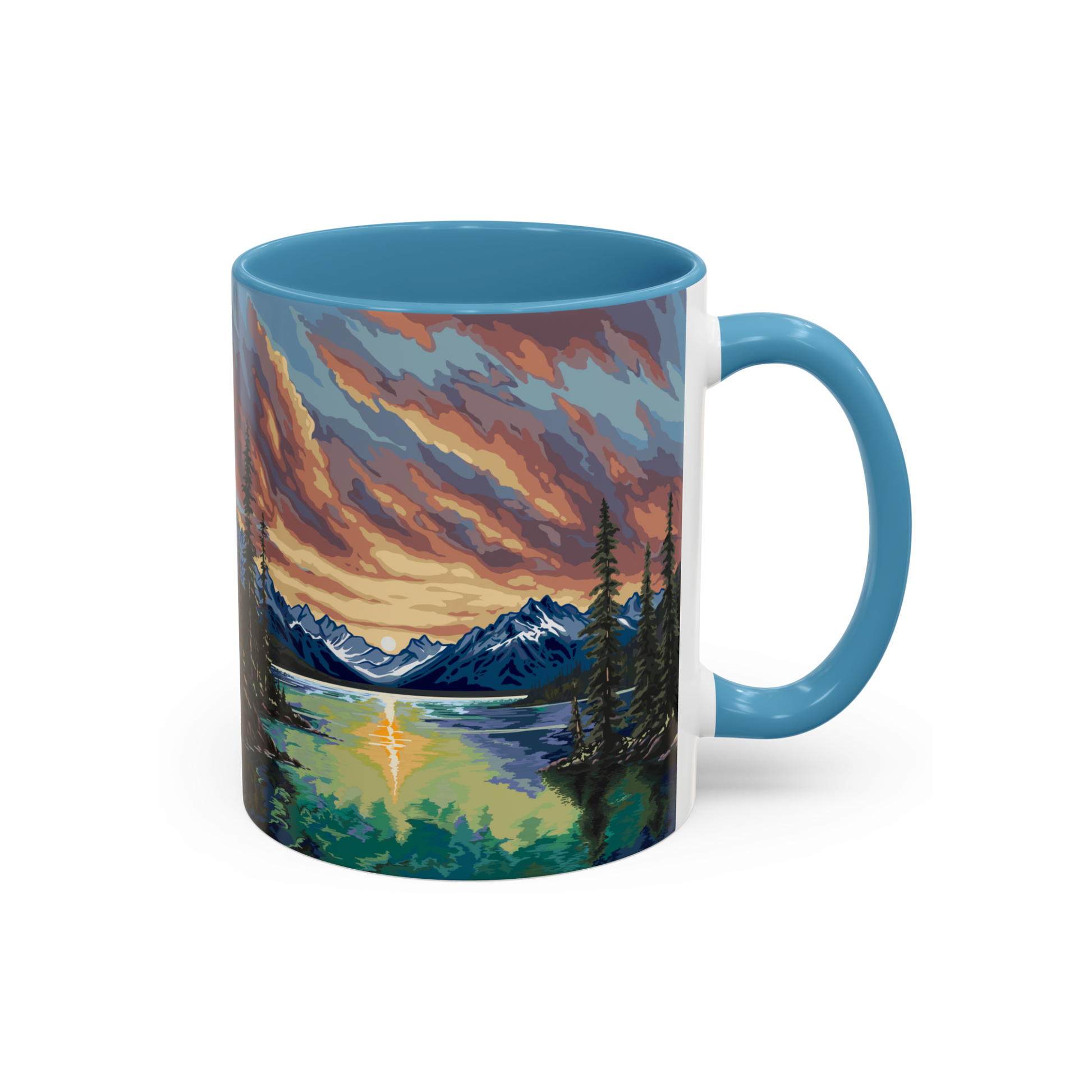 Hand-drawn Cloudscape design mug inspired by Alaska Native art traditions