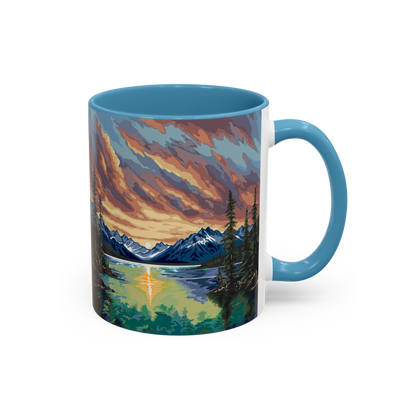 Hand-drawn Cloudscape design mug inspired by Alaska Native art traditions