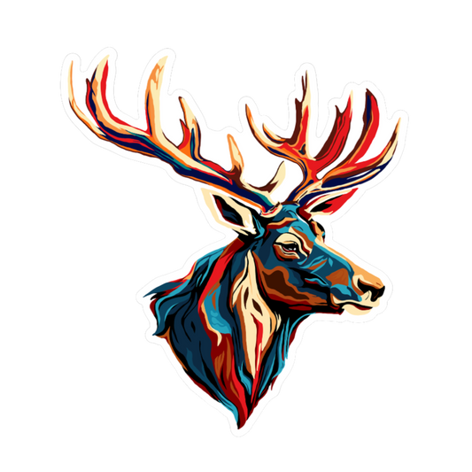 Hand-drawn elk icon sticker — original wildlife art by Kayanna Healy at Neo Native