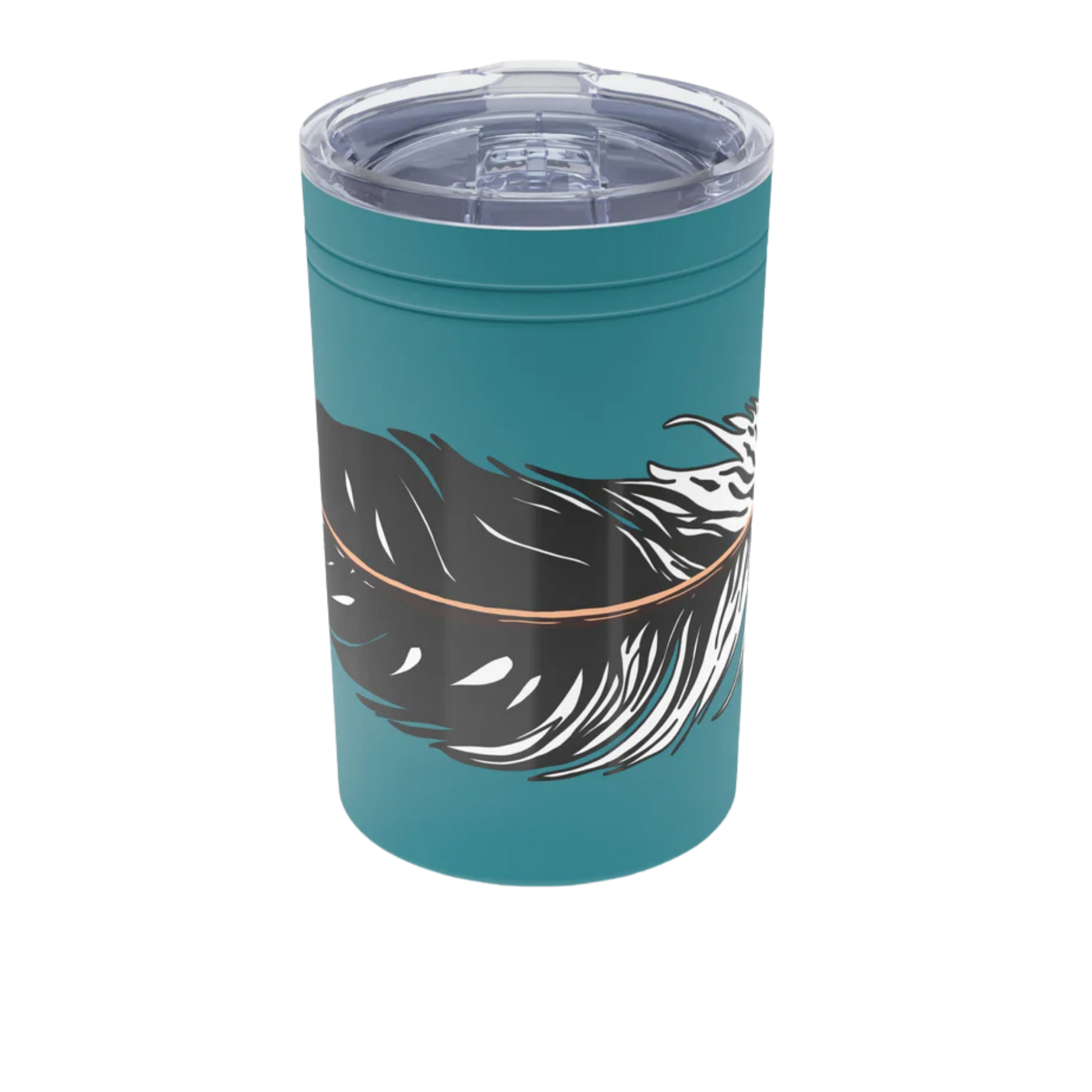 Hand-drawn Alaska Native inspired eagle feather tumbler — original Indigenous wildlife design