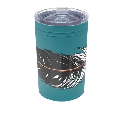 Hand-drawn Alaska Native inspired eagle feather tumbler — original Indigenous wildlife design