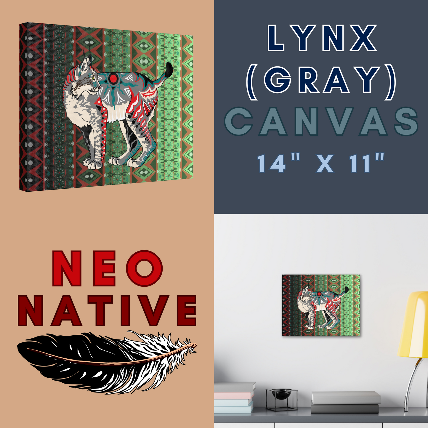 Gray Lynx Canvas