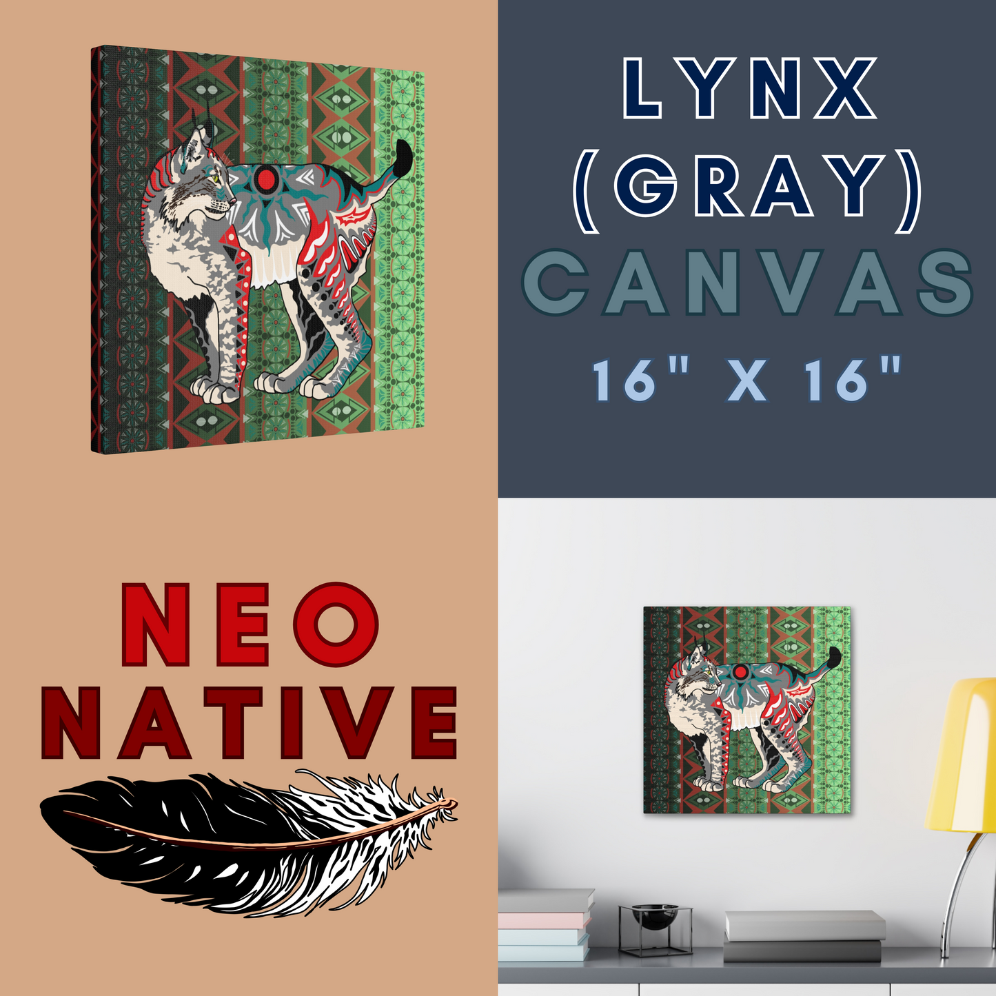 Gray Lynx Canvas