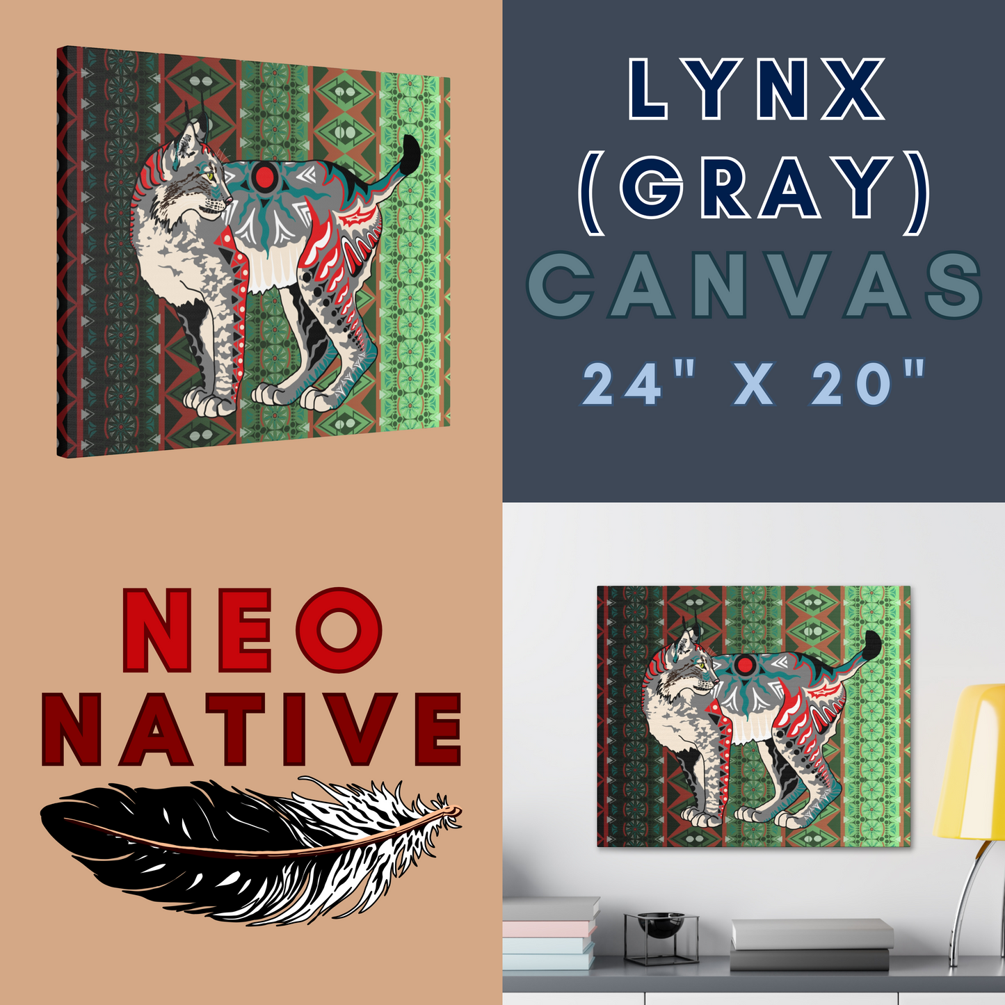 Gray Lynx Canvas